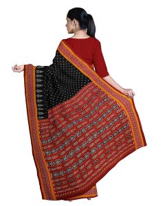 Handloom Saga Sambalpuri Pure Cotton Printed Saree having traditional Ikat Pattern all over Body & Anchal in Multi-colour Combination of 5.5 meters For Women & Ladies. BK-101 