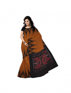 Odisha Saree Store Women's Sambalpuri Cotton Saree With Blouse Piece (Black) 