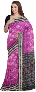 COTTONSILK & KHANDUAPATA Printed Sambalpuri Pure Cotton Saree  (Pink)