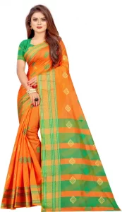 Georgette Saree Self Design Sambalpuri Jacquard, Cotton Silk Saree  (Orange)