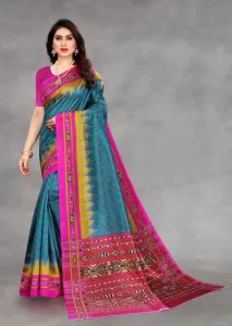 Printed Sambalpuri Art Silk Saree  (Multicolor)