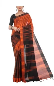 AAHELEE Self Design Sambalpuri Handloom Cotton Blend, Pure Cotton Saree  (Black, Orange)