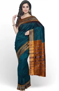 Self Design Sambalpuri Handloom Pure Cotton Saree  (Light Blue)