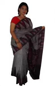 THE HANDLOOM ART Woven Sambalpuri Handloom Pure Cotton Saree  (Grey)