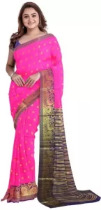 Self Design Sambalpuri Silk Blend Saree  (Pink)