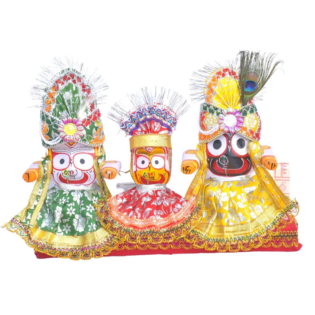 LIFES 4 inch Jagannath Idol in Wooden Stand with 4 Inch Dress Set (Multicolor)