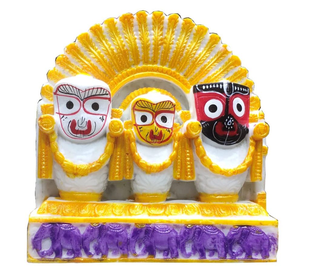 Marble Idol Lord Jagannath Balabhadra Subhadra for Puja and Worship Multi 4 Inch