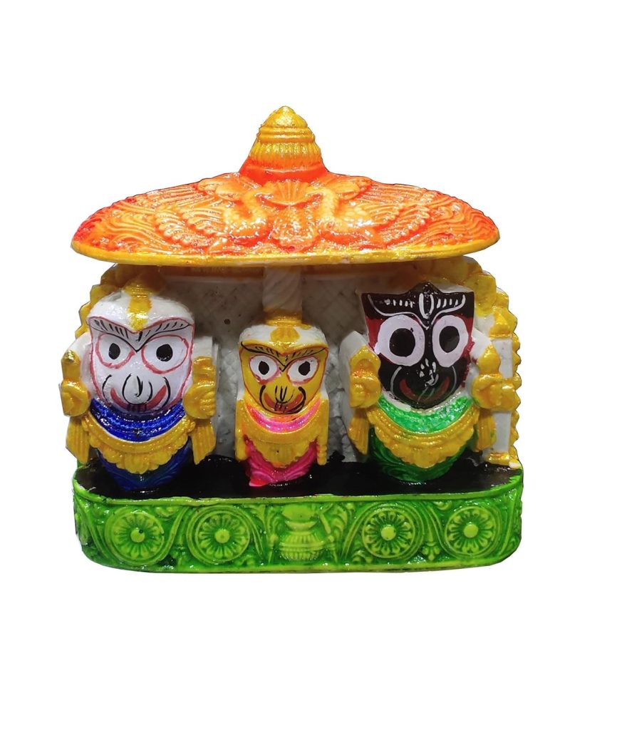 Marble Idol Lord Jagannath Balabhadra Subhdara Multi Color Size of 4