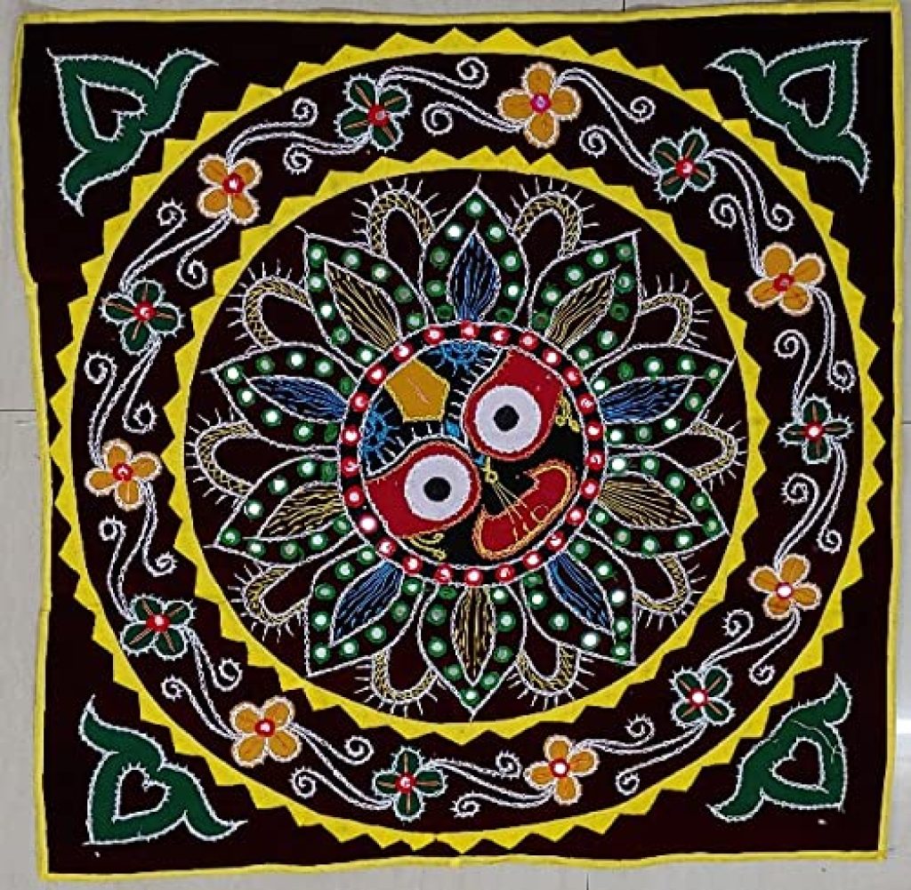 Shree Jagannath Multicolor Flower Chandua(75 x 75 cm)