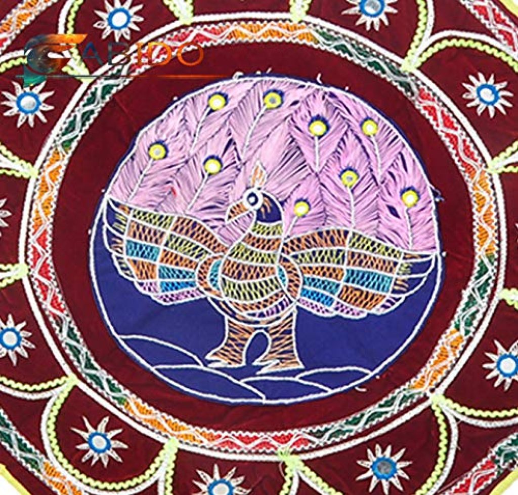 Phalgum Creation Dancing Peacock Mor Pakshi Handcrafted Colorful Pipili Applique Work Chandua Wall Hanging Home Decor Psychedelic Tapestry Boho Curtains Gift 
