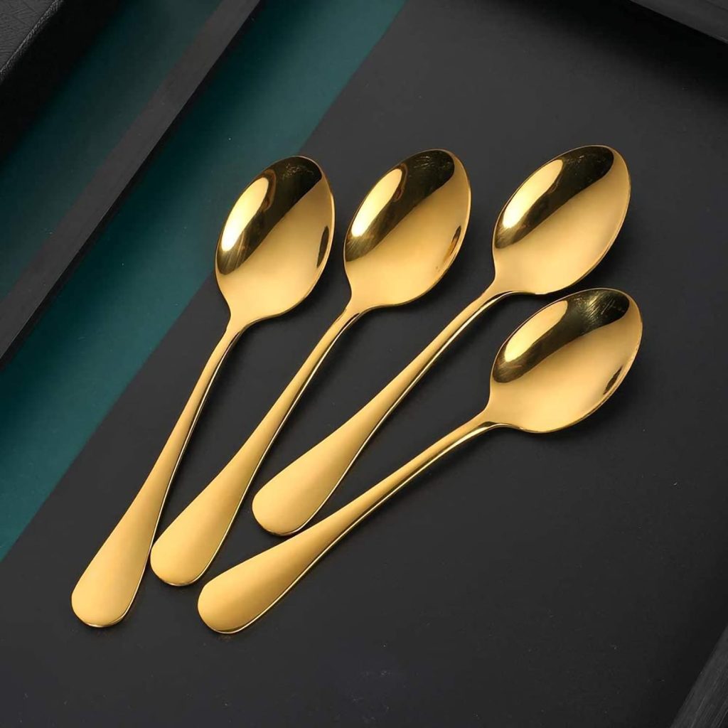 Sonanshi Brass Spoon Set for Dining Table/Restaurant 6.5 Inch (Pack of 6)