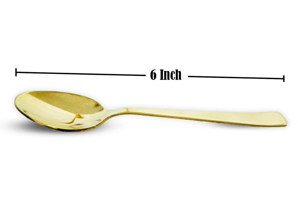 Sonanshi Brass Spoon Set for Dining Table/Restaurant 6.5 Inch (Pack of 6)